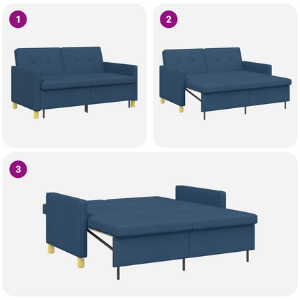 Pull Out Sofa Bed Blå Tyg