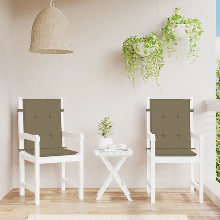 Stolsdynor lågt ryggstöd 2 st melerad taupe 100x50x4 cm tyg