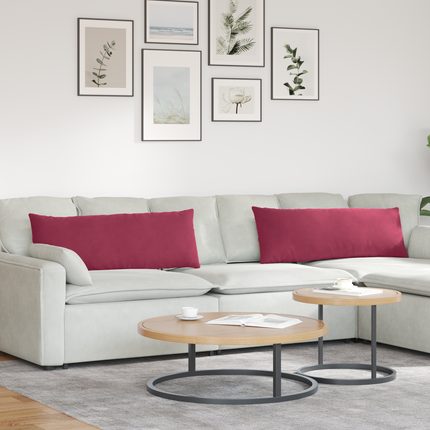 Sofakuddar 2 pcs Vinröd 120 x 40 cm Kordread tyg
