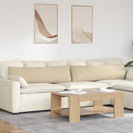 Sofakuddar 2 st tyg Kräm 145 x 40 cm