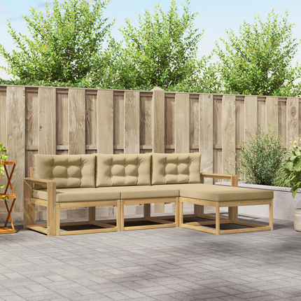 Utomhussoffset 4 st Vit och Beige Polyester