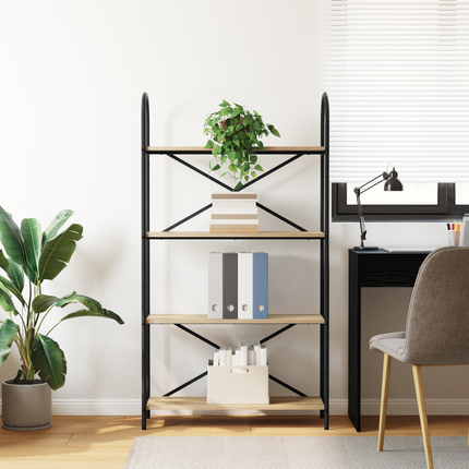 Hyllsystem 4 nivåer 80 x 30 x 146 cm Konstruerat trä Sonoma-ek