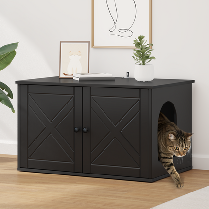 Katt hus Svart 85 x 55 x 50,5 cm Konstruerat trä