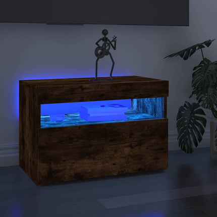 Tv-bänk med LED-belysning rökfärgad ek 60x35x40 cm