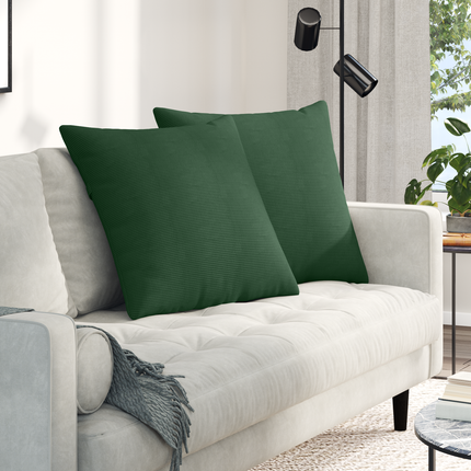 Sofakuddar 2 pcs Mörkgrön 60 x 60 cm Kordread tyg