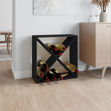 Vinskåp svart 62x25x62 cm massiv furu
