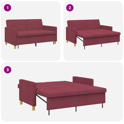 Pull Out Sofa Bed Vinröd Tyg