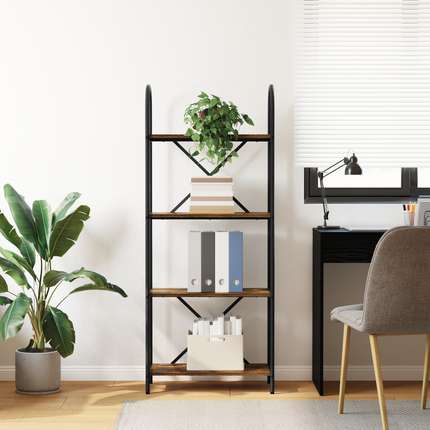 Hyllsystem 4 nivåer 60 x 30 x 146 cm Konstruerat trä Rökt ek