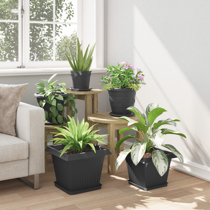 Fyrkantig Blomkruka 24 st Svart 25,5 x 25,5 x 2,5 cm Plast