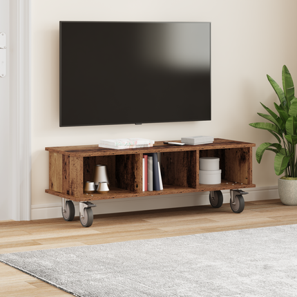 TV-bänk 100 x 35 x 35 cm Gammalt trä Konstruerat trä