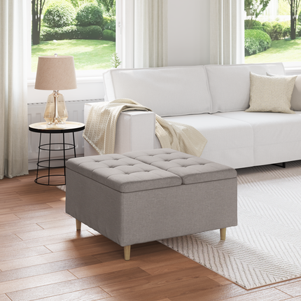 Förvaringspall med kudde Taupe 80 x 80 x 45 cm tyg