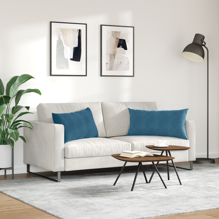 Sofakuddar 2 st Sammet Blå 80 x 40 cm