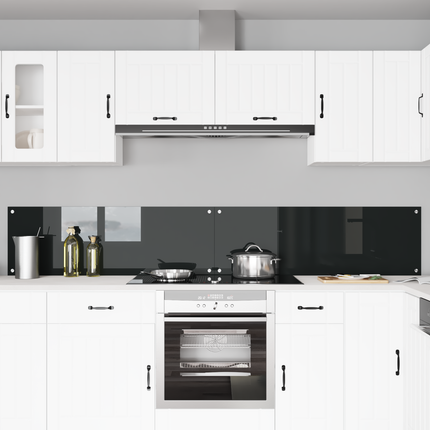 Köksskydd 2 pcs Svart 120 x 40 cm härdat glas
