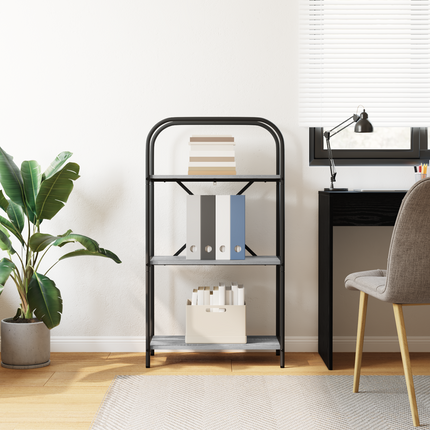Hyllsystem 3 nivåer 60 x 30 x 109 cm Konstruerat trä Grå Sonoma
