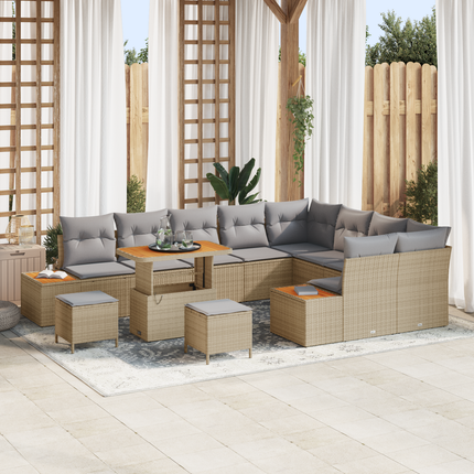 Trädgårdsoffset 12 st 11-Antal sittplatser Beige och Ljusgrå
