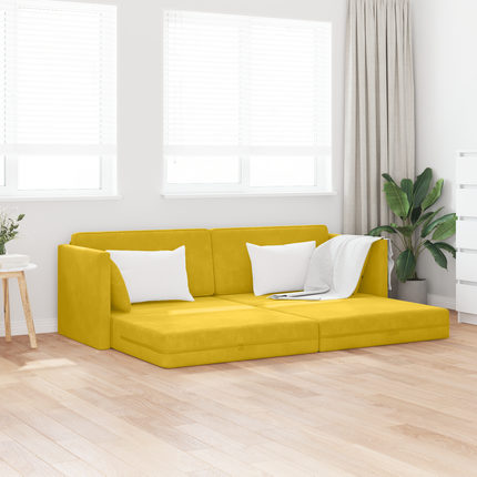 Golvbäddsoffa Gul 213 x 70 x 77 cm Sammet