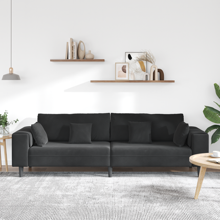 Soffa Svart 250 x 77 x 76 cm Sammet