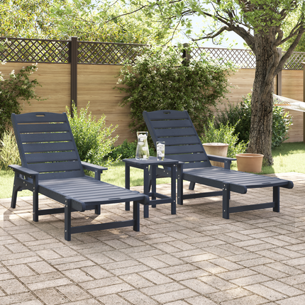 Solstol 3 st polyeten Marinblå