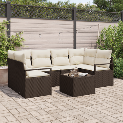 Soffset 7 st 6-Antal sittplatser Brun och Kräm konstrotting