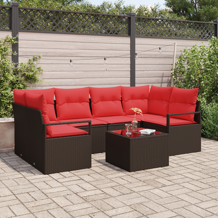 Soffset 7 st 6-Antal sittplatser Brun och Röd konstrotting