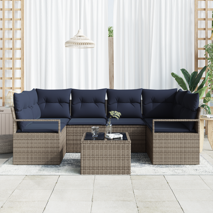 Soffset 7 st 6-Antal sittplatser Grå och Blå konstrotting