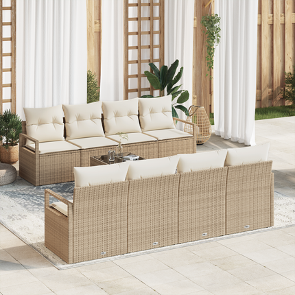 Soffset 7 st 6-Antal sittplatser Beige och gräddfärgad
