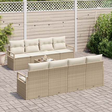 Soffset 7 st 6-Antal sittplatser Beige och gräddfärgad