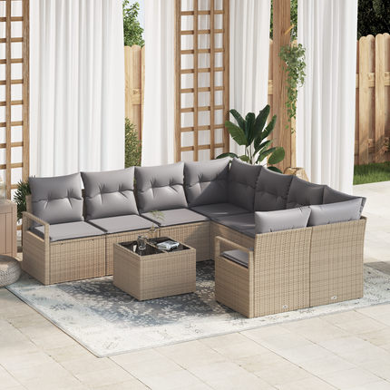Soffset 9 st 8-Antal sittplatser Beige och Grå konstrotting