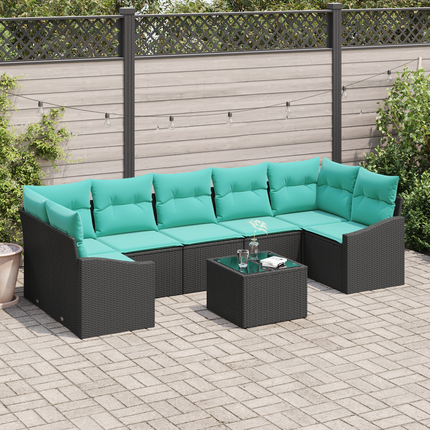 Soffset 8 st 7-Antal sittplatser Svart och Turkos konstrotting