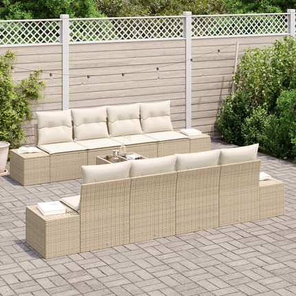 Trädgårdsoffset 7 st Beige och gräddfärgad konstrotting