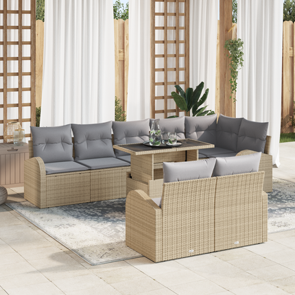 Trädgårdsoffset 9 st Beige och Ljusgrå konstrotting