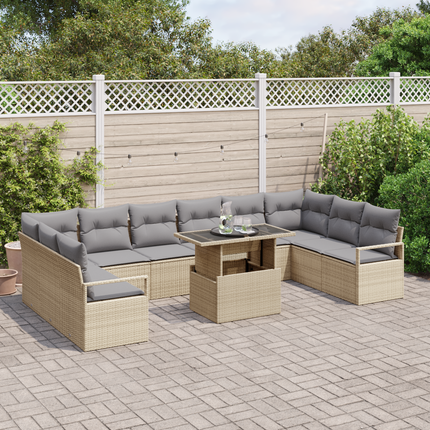 Trädgårdsoffset 11 st 10-Antal sittplatser Beige och Ljusgrå