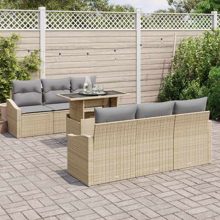 Trädgårdsoffset 7 st Beige och Ljusgrå konstrotting