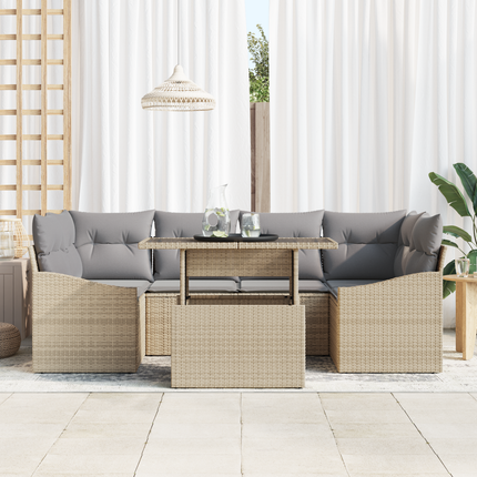 Trädgårdsoffset 7 st Beige och Ljusgrå konstrotting
