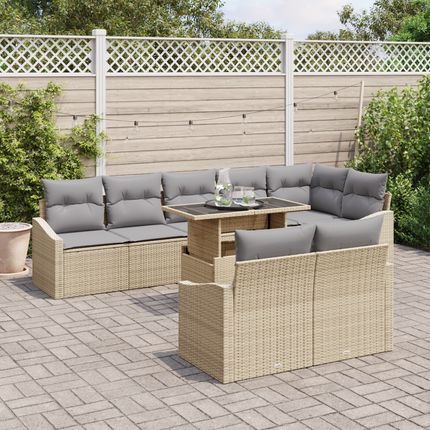 Trädgårdsoffset 9 st Beige och Ljusgrå konstrotting