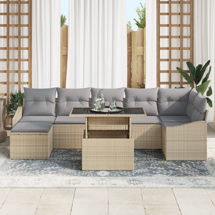 Trädgårdsoffset 8 st Beige och Ljusgrå konstrotting