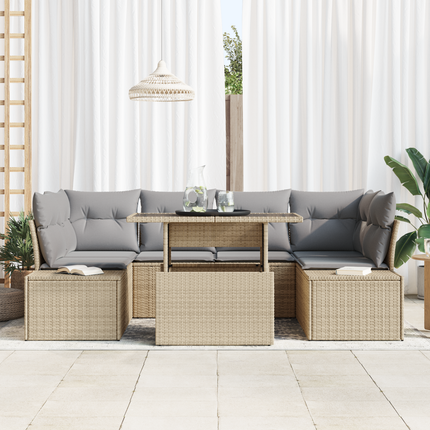 Soffset 7 st Beige och Ljusgrå konstrotting