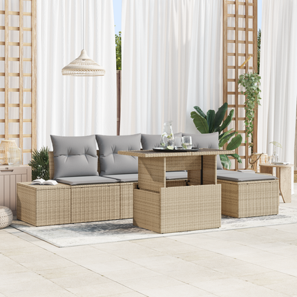 Trädgårdsoffset 6 st Beige och Ljusgrå konstrotting