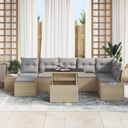 Trädgårdsoffset 8 st Beige och Ljusgrå konstrotting