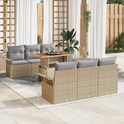 Trädgårdsoffset 7 st beige och ljusgrå