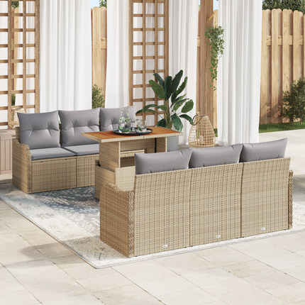 Trädgårdsoffset 7 st Beige och Ljusgrå konstrotting