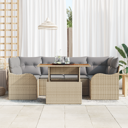 Trädgårdsoffset 7 st beige och ljusgrå