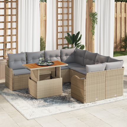 Trädgårdsoffset 7 st 6-Antal sittplatser beige och ljusgrå