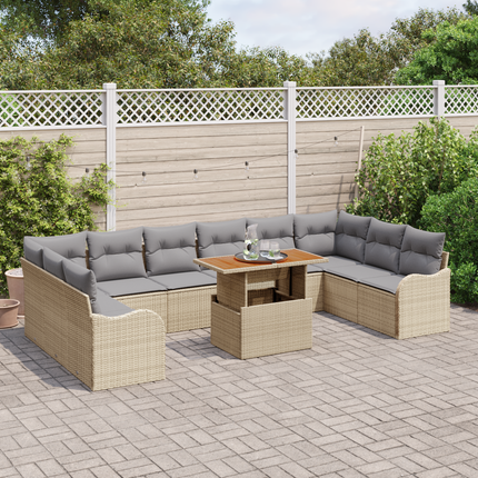 Trädgårdsoffset 11 st 10-Antal sittplatser beige och ljusgrå
