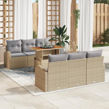 Trädgårdsoffset 7 st beige och ljusgrå