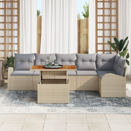 Trädgårdsoffset 7 st beige och ljusgrå