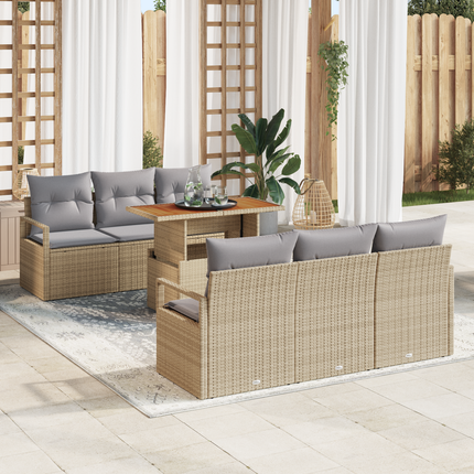 Trädgårdsoffset 7 st 6-Antal sittplatser beige och ljusgrå