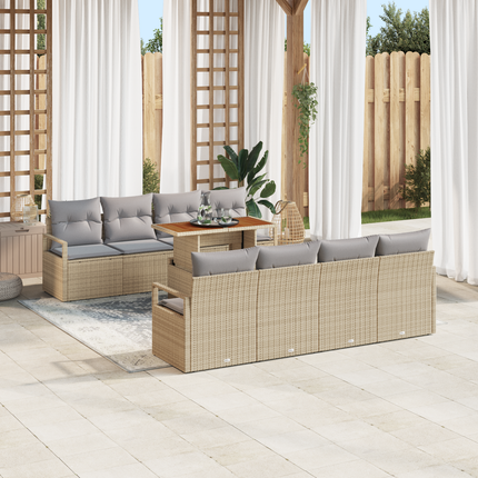 Trädgårdsoffset 9 st 8-Antal sittplatser Beige och Grå