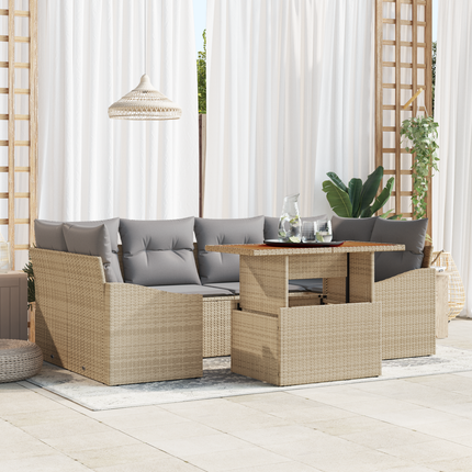 Trädgårdsoffset 7 st Beige och Grå