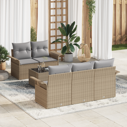 Trädgårdsoffset 6 st 5-Antal sittplatser Beige och Grå
